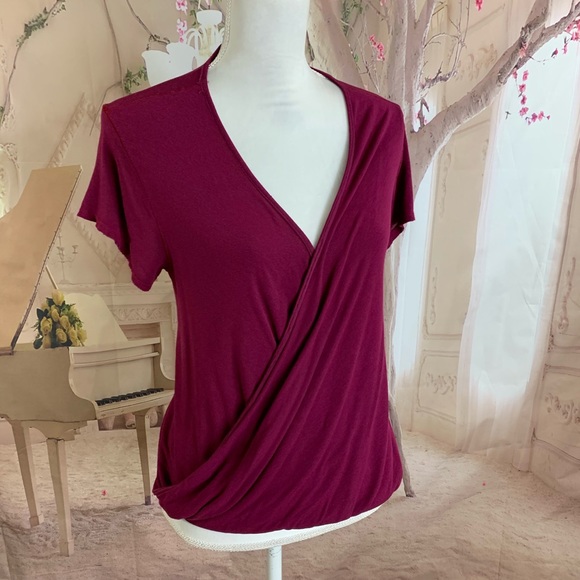 Free People Faux Wrap Berry Blouse - Picture 4 of 11